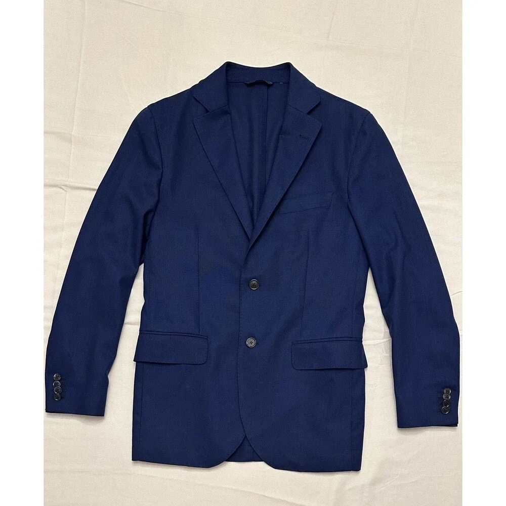Luigi Bianchi Mantova Loro Piana Wool Blue Blazer Jacket EU 48 US 38R Pockets